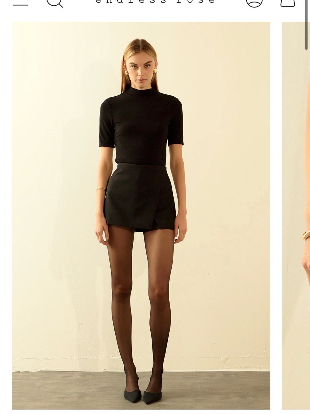 Endless Rose (Nordstrom) Black Asymmetric Skort, size small